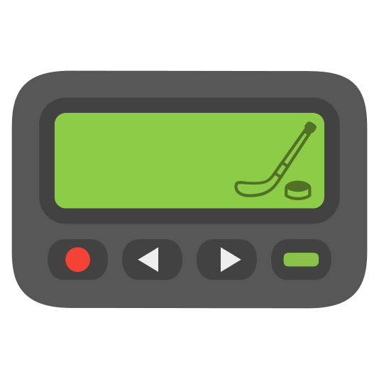 pager ice hockey stick and puck