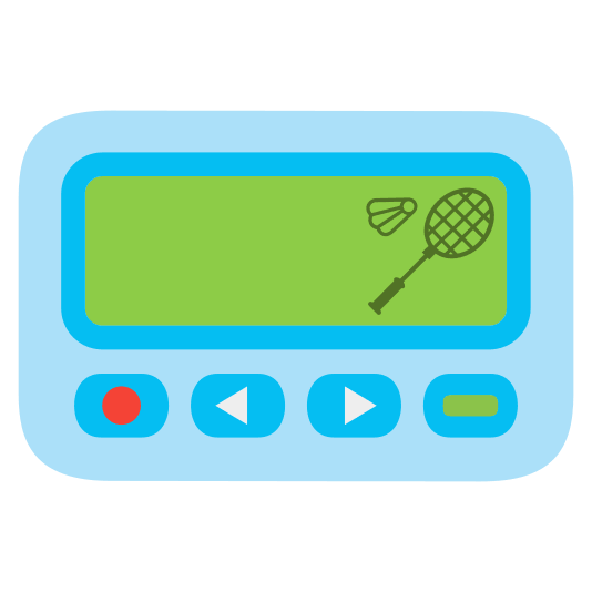 pager badminton racquet and shuttlecock