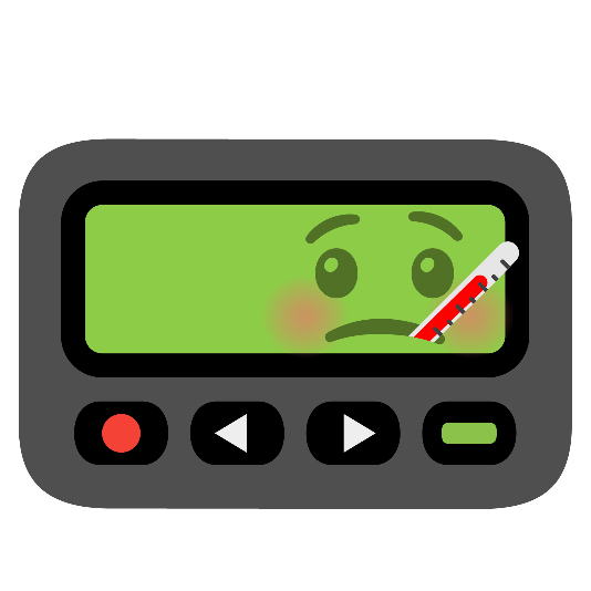 pager face with thermometer