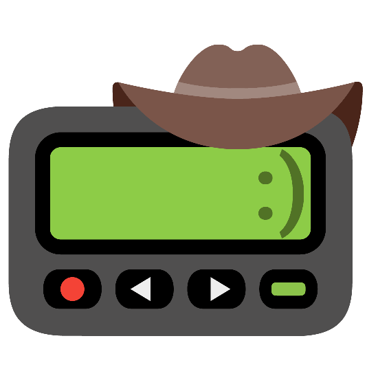 pager face with cowboy hat