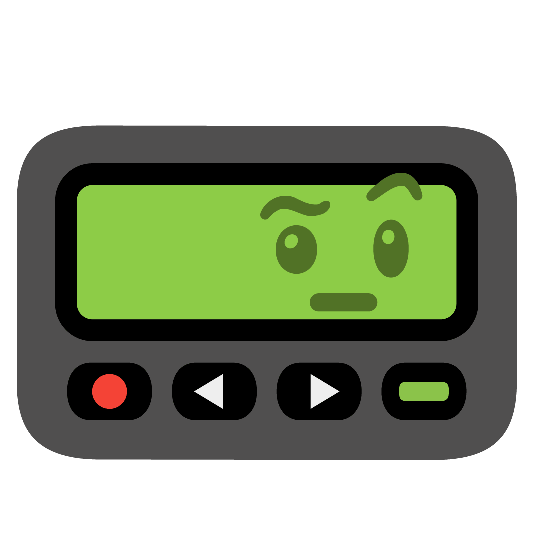 pager face with raised eyebrow