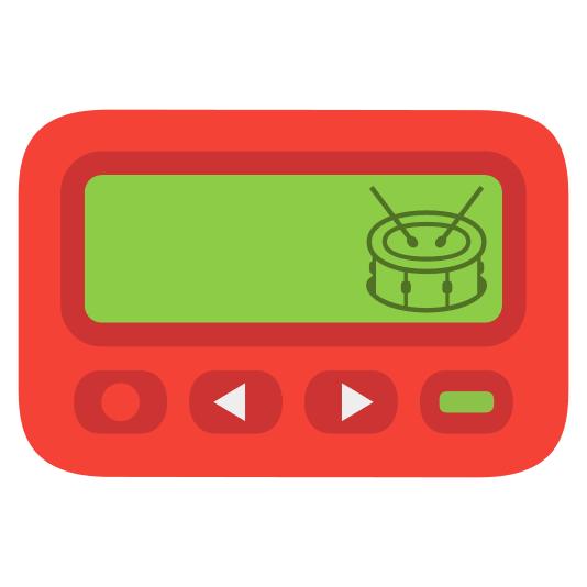 pager drum with drumsticks