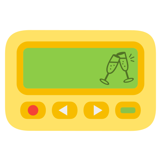 pager clinking glasses