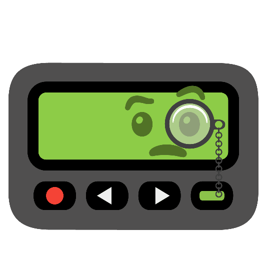 pager face with monocle