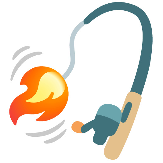 fire fishing pole and fish