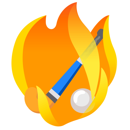 fire field hockey stick and ball