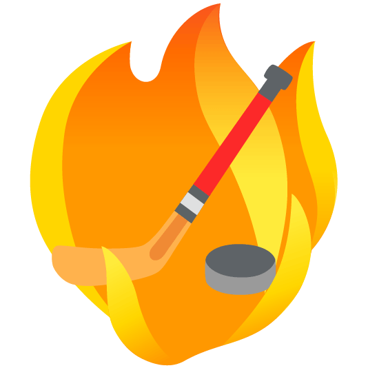 fire ice hockey stick and puck