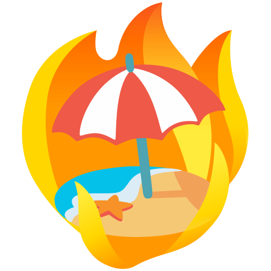 fire beach with umbrella