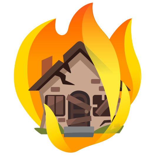 fire derelict house building