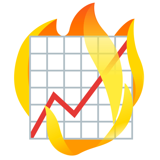 fire chart with upwards trend