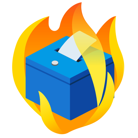 fire ballot box with ballot