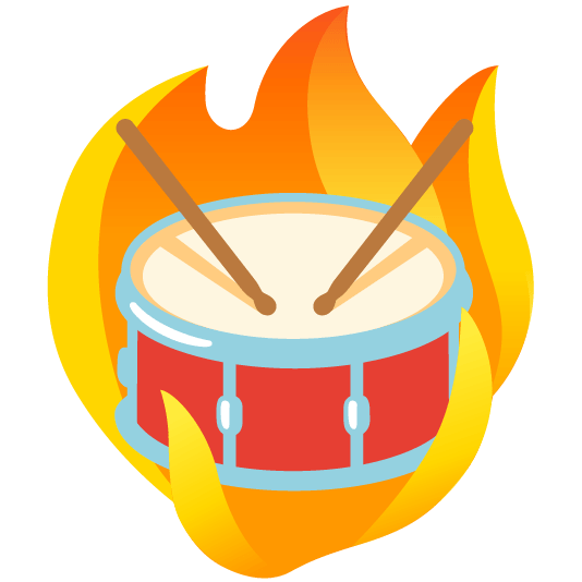 fire drum with drumsticks