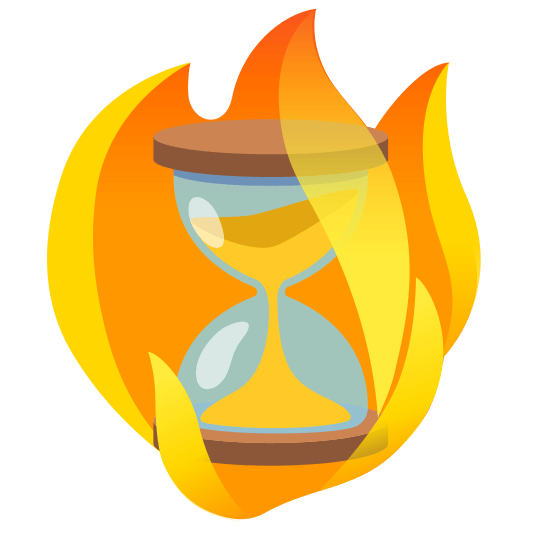 fire hourglass flowing sand