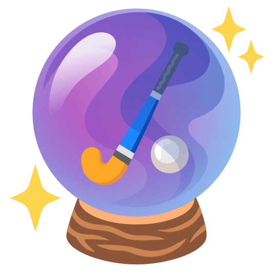 crystal ball field hockey stick and ball