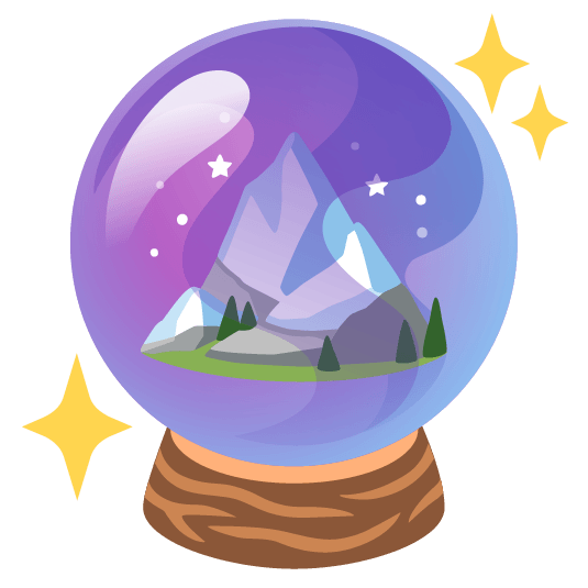 crystal ball snow capped mountain