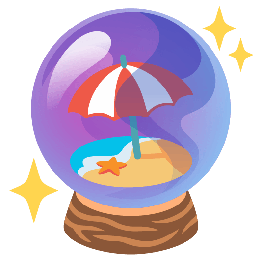crystal ball beach with umbrella
