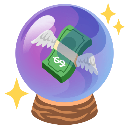 crystal ball money with wings