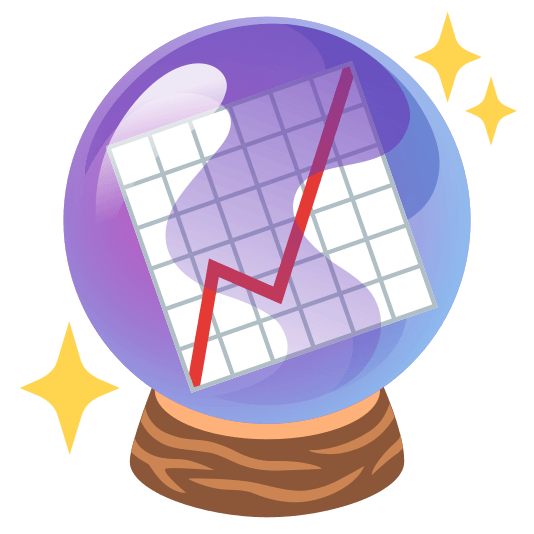 crystal ball chart with upwards trend