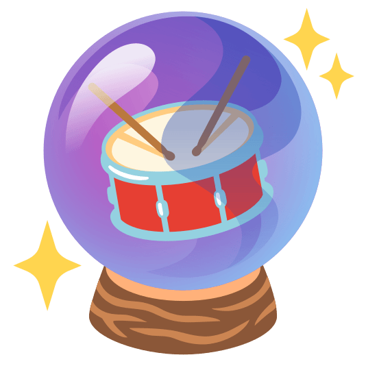 crystal ball drum with drumsticks