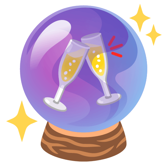 crystal ball clinking glasses