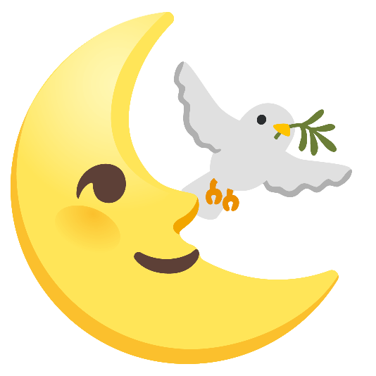dove of peace last quarter moon with face
