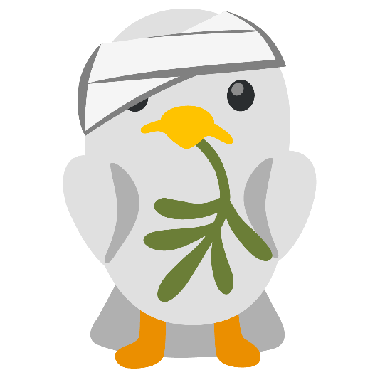 dove of peace face with head bandage