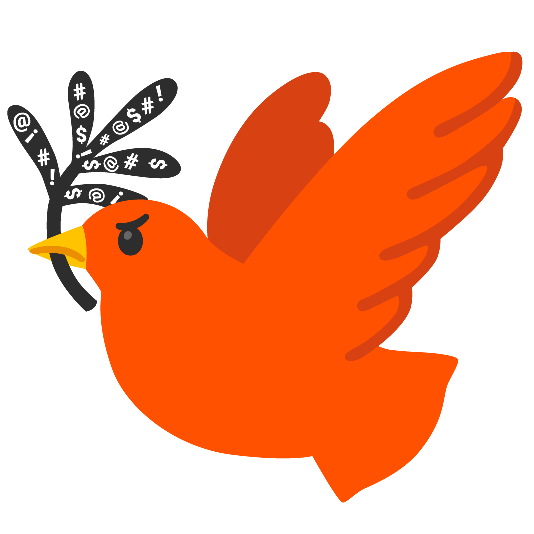 dove of peace face with symbols on mouth