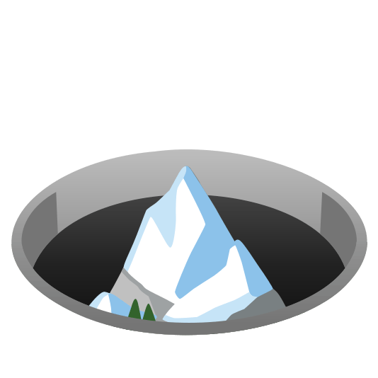 hole snow capped mountain