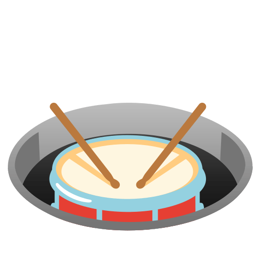hole drum with drumsticks