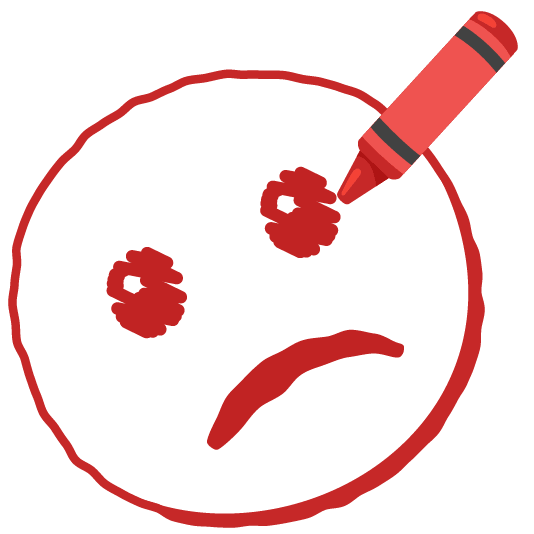 lower left crayon slightly frowning face