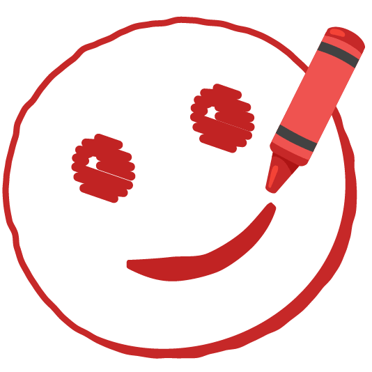 lower left crayon slightly smiling face