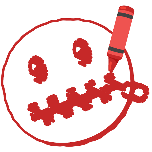 lower left crayon zipper mouth face