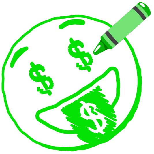 lower left crayon money mouth face