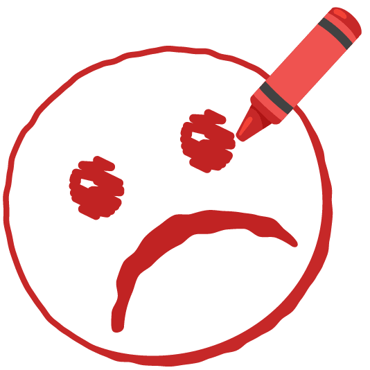 lower left crayon white frowning face