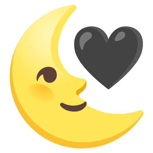 black heart last quarter moon with face