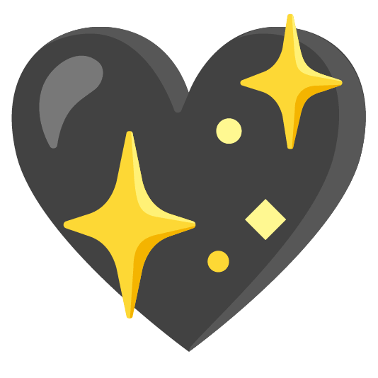black heart sparkling heart