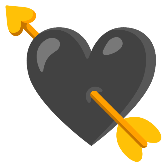 black heart cupid