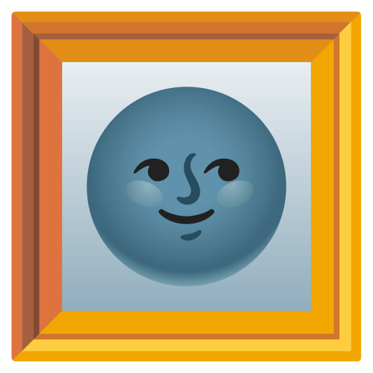 frame with picture new moon with face
