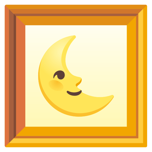 frame with picture last quarter moon with face