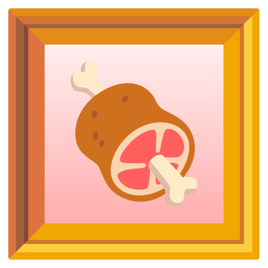 frame with picture meat on bone