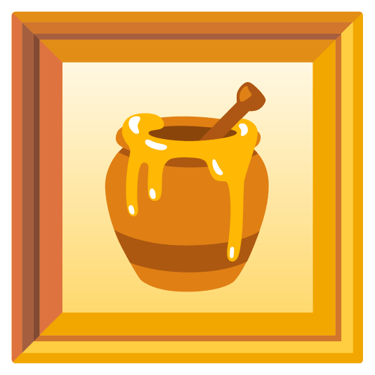 frame with picture honey pot