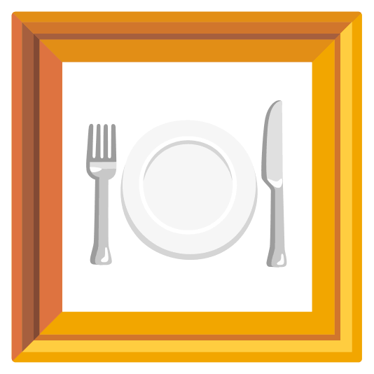 frame with picture knife fork plate