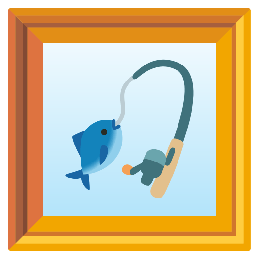 frame with picture fishing pole and fish