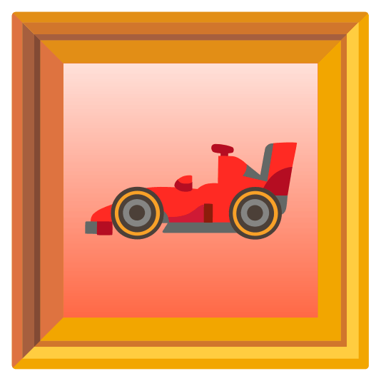 frame with picture racing car