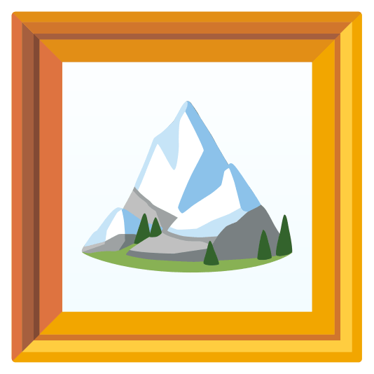 frame with picture snow capped mountain