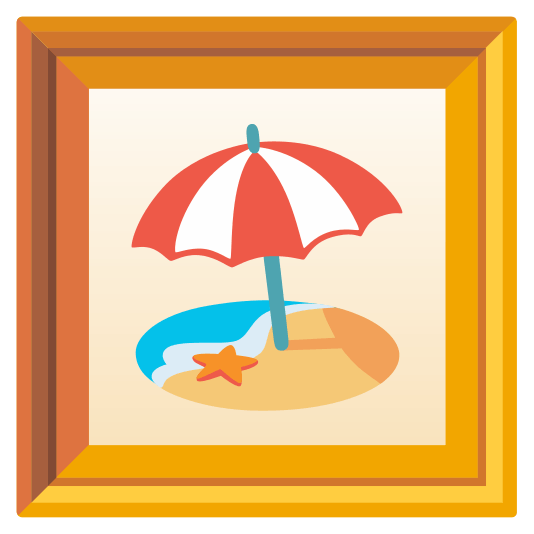 frame with picture beach with umbrella