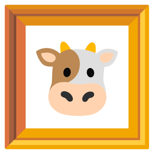 frame with picture cow