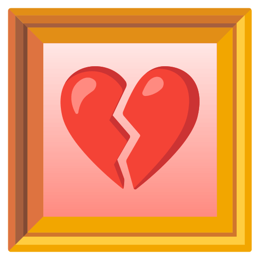 frame with picture broken heart