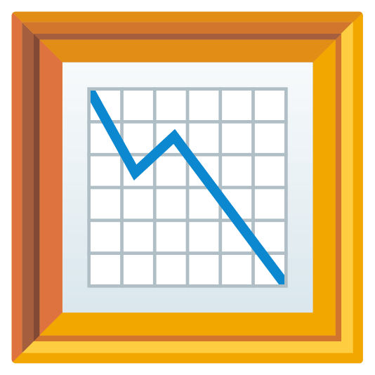 frame with picture chart with downwards trend