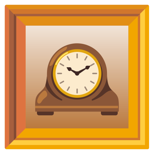 frame with picture mantelpiece clock